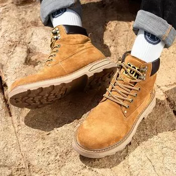 High-quality men s shoes 2024 autumn and winter new velvet Martin boots trendy desert boots high-top British outdoor tooling shoes 38