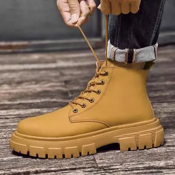 Высококачественные мужские зимние ботинки, роскошные брендовые мотоциклетные ботинки, мужские хлопковые туфли на платформе, натуральная кожа, для ходьбы по снегу 38