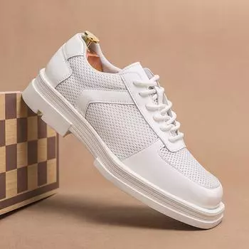 Высококачественные мужские туфли-оксфорды с толстой подошвой, повседневные кожаные туфли с вырезом, дизайнерские туфли, модные свадебные туфли на шнуровке 38 чёрный