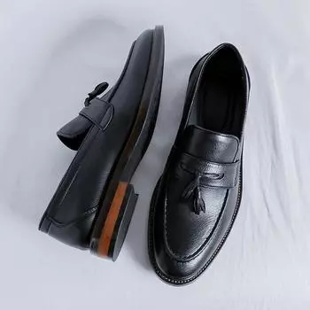 Высококачественные мужские повседневные туфли, классические рабочие туфли без застежек, модные уличные туфли, официальная мужская обувь для вождения, свадебные мокасины 38 чёрный
