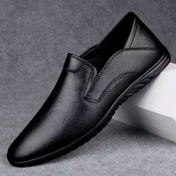 High Quality Mens Loafers Genuine Leather Men Casual Walking Shoes Handmade Mens Slip on Shoes Male Comfortable Outdoor Flats 37 коричневый