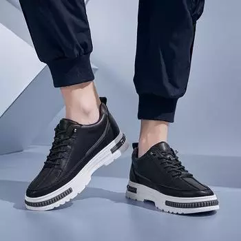 Высококачественная мужская обувь, повседневная, 2024, натуральная кожа, удобные мужские кроссовки, обувь для походов на открытом воздухе, универсальная новая мужская обувь 37 чёрный