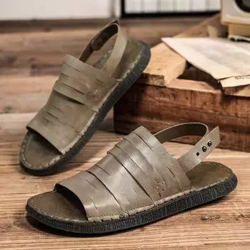 High Quality Mens Slippers Summer Beach Sandals Fashion Breathable Half Drag Casual Beach Flats Luxury Brand Man Summer Footwear 38 чёрный