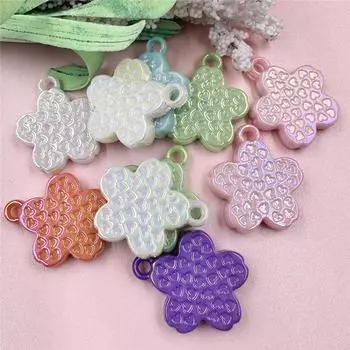 High quality Petal Beads Handmade 26.4 * 30.5mm Exquisite Material 10Pcs Creative Accessories Love Heart Flower Pendants Acrylic DIY Jewelry Making оранжевый