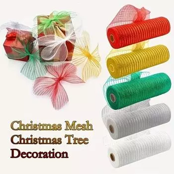 High Quality PP Christmas Decorative Ribbon 18 Colors Handmade Christmas Mesh Roll DIY Decoration Halloween Ribbon Christmas L
