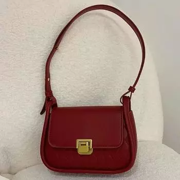 Высококачественная красная сумка через плечо для женщин, зимняя новая сумка для невесты, модный дизайн, небольшая квадратная сумка под мышкой