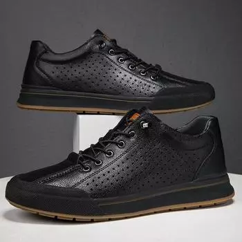 High Quality School Skate Shoes Men Shoes 2024 New Arrival for Men Lace-Up Sneakers Genuine Leather Mens Breathable Casual Shoes 37