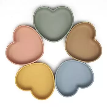 High Quality Silicone Feeding Solid Food Plates Dining Appliance Heart-Shaped Bowl With Suction Cup Children s Tableware