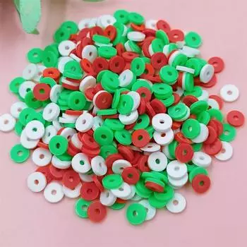 High quality Soft Clay Christmas Collection Bracelet 6mm Flat Round Pendants 600Pcs DIY Necklace Accessories Red Green White Loose Beads Material 600Pcs 6mm