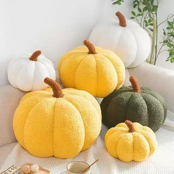 High Quality Soft Cute Pumpkin Shaped Pillow Nordic Style Room Decor Plush Sofa Living Room Bedside Bed Cushion 20cm зелёный
