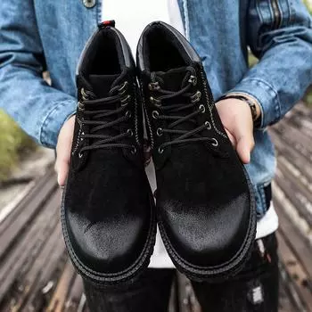 High Quality Super Warm Men Winter Leather Ankle Boots Waterproof Snow Boots Leisure Boots Retro Lace Up Work Shoes Men988 39 коричневый