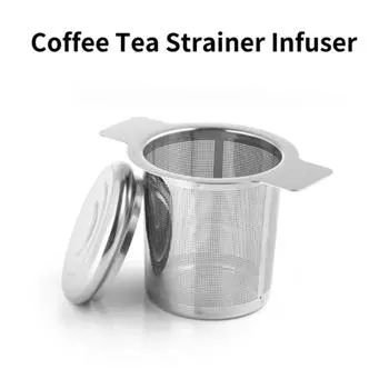 High Quality Tea Strainer 304 Stainless Steel Double Handle Tea Maker Filter With Lid Reusable Tea Strainer Kitchen Accessories
