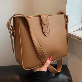 Высококачественные текстурированные сумки-ведра весна-лето модная однотонная сумка из искусственной кожи на одно плечо повседневная сумка через плечо (20cm<Max Length<30cm)