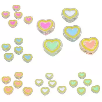 High quality Transparent Fashion Material 5Pcs Acrylic Creative for Bracelet Necklace Making Peach Heart Heart Beads Drip Oil Loose Beads шампанского