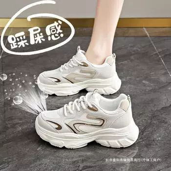 High-quality versatile dad shoes women s 2025 new spring and autumn small man thick-soled heightening casual sports shoes 34