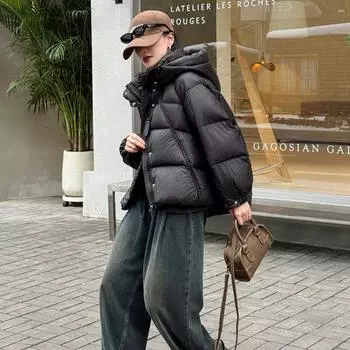 High-quality White Duck Down Hooded Down Jacket Women s 2025 New Winter Thickened Streamer Warm Bread Jacket Tide S