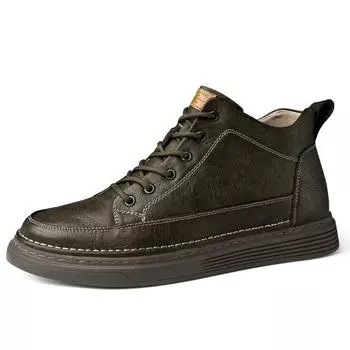 High Quality Winter Cotton Shoes Men s Genuine Leather Casual Shoes Handmade Sole Wear-resistant Men s Mountaineering Shoes 36 чёрный