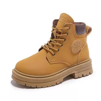 Высококачественные женские кожаные ботильоны в британском стиле, удобные короткие ботинки с нескользящей подошвой, обувь на шнуровке с толстой подошвой 35