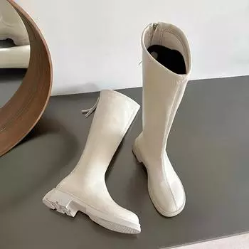 High Quality Women Long Boots Autumn Winter Women Shoes Woman Heel Soft Leather Ladies Knight Boots Casual Shoes Knee High Boots 35