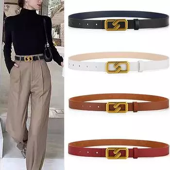 High Quality Women S Leather Belt Soft Leather Belt Korean Version Of A Hundred With Jeans Belt Casual Versatile Belt чёрный