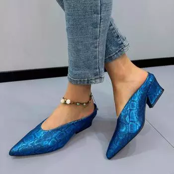 High Quality Women s Mules 2024 Summer Sexy Pointed Toe Women s Closed Toe Slippers Fashionable Outer Wear Large Size Slippers 35 шампанского