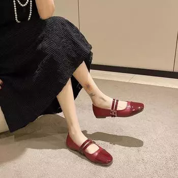 High Quality Women s Shoes Buckle Strap Women s Flats Fashion Plus Size Daily Flats Women New Square Toe Flat Low Heels 35