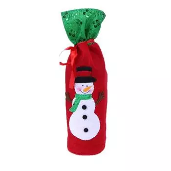 High Rating Christmas Wine Bottle Cove Non\-woven Fabric Drawstring Sequins Bags Snowman Deer Xmas Ornament Navidad Bottle Cover