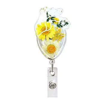 High Resilience Daisies Pattern Badge Clip Stretchable Nurse Badge Holder Office Supplies