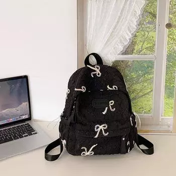 High School Girls Good-looking Black Ins Niche Style Mixed People Japanese and Korean Style Large Capacity Stain-Resistant Backpack Korean Style Black small size [large capacity Best Selling]]