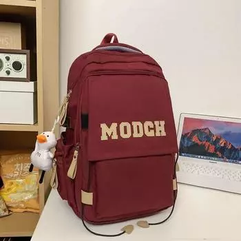 High School Girls Schoolbag Large Capacity Stain-Resistant Red Female High School Student Korean Style Durable Backpack for Junior High School First Red_with pendant