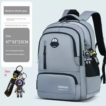 High School Students Burden Reduction Spine Protection Large Capacity Lightweight Trendy 2025 New Arrival High School Students Oversized Backpack Medium Green Grey (for Lightning Bear)