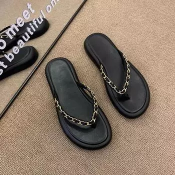 High sense beautiful cool slippers women s summer new fashion versatile with skirt thick bottom flip-flops women 35
