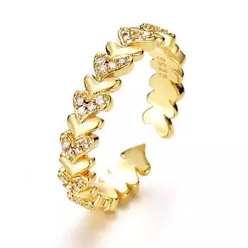 High Sense Ins Simple Light Luxury Love Ring женское нишевое геометрическое кольцо в форме сердца с переплетением Opening adjustable золотой
