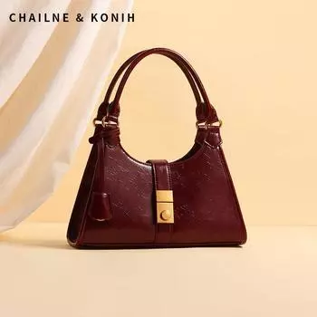 High Sense Retro Wedding Bag Women Bridal Bag 2025 New Oil Wax Handbag Fashion Red Bag Wedding Gift Burgundy