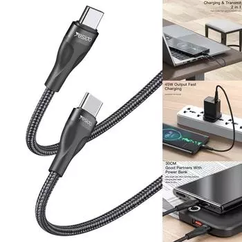 High Speed 45W 30cm Short Type C Cable Extended Link Cable Fast Charging Charger Cable Data Transfer for Phone 15