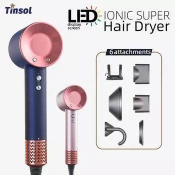 High Speed Anion 110000rpm Hair Dryer Wind 62m/s 1500W 2 Minute Quick Dry Professional Hair Care Negative LonLED display of temp EU