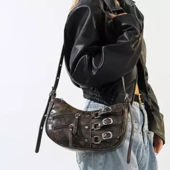 High Street Brown дамская сумочка-кошелек женская ретро горячая женская сумка-полумесяц дамская винтажная байкерская сумка через плечо