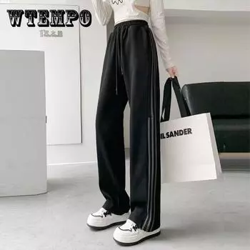 High Street Harajuku, прямые широкие брюки с разрезом, женские повседневные свободные брюки в корейском стиле, спортивные брюки, женские спортивные штаны S