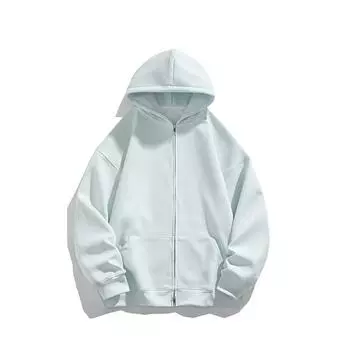 High Street Loose Hoodie Men Высококачественная куртка из плотной ткани на молнии, пальто Harajuku Casual Gothic Hooded Sweatshirt Streetwear L baby голубой