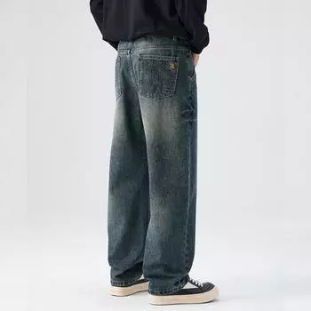 High Street Scimitar Jeans Men s Spring Loose Casual Pants Old Wide Wide Legs 28