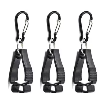 High Strength Glove Clip One Side Carabiner Type Glove Clip Lost Prevention Clip for Glove Storage of Black [SAMCOS] (Improved Carabiner) (Set 3)