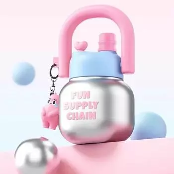 High Temperature Resistance Space Straw Water Bottle Large Capacity Ton Ton Cup Portable High Appearance Big Belly Drinking Cup 800ml серебряный