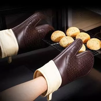 High-Temperature Resistant Silicone Glove Anti Slip Lengthened Thickened Waterproof Heat Insulate Kitchen Baking Barbecue Tool