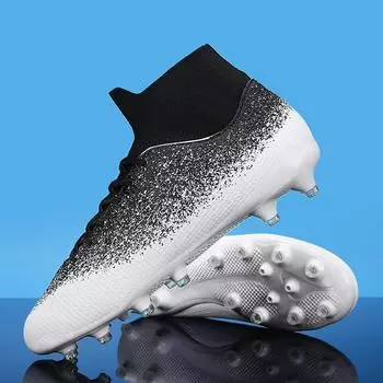 High-top actual combat football shoes men s spikes grass kicking shoes adult and older children s game training shoes 33