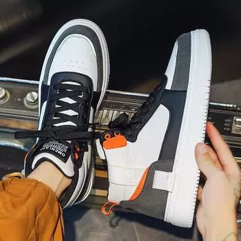 High-top board shoes Hong Kong style fashion trend sports casual shoes youth thick-soled wear-resistant running shoes men 39
