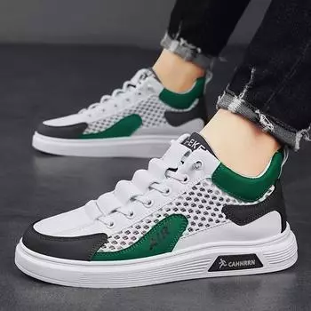 High-top board shoes men s summer mesh men s shoes 2024 new breathable hollow casual trendy shoes students and teenagers 39