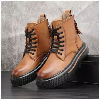 High Top Boots Men s Sneakers Vintage Men Casual Shoes Luxury White Martin Boots Tenis Masculino Fashion Streetwear Skate Shoes 38 чёрный