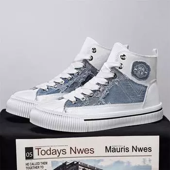 High Top Canvas Sneakers Man Fashion Casual Blue Espadrilles Men Trend Breathable Lace-up Men s Vulcanize Shoes tenis masculino 39