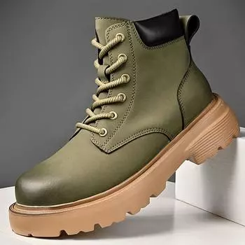 High Top Casual Walking Shoes for Men All-match Anti-Slip Ankle Boots Outdoor Thick Sole Men Motorcycle Boots New Fashion Botas 38