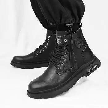 High Top Casual water shoes fashion rubber shoes new men s rain boots waterproof non-slip rubber shoes rain boots men mens shoes 39 чёрный